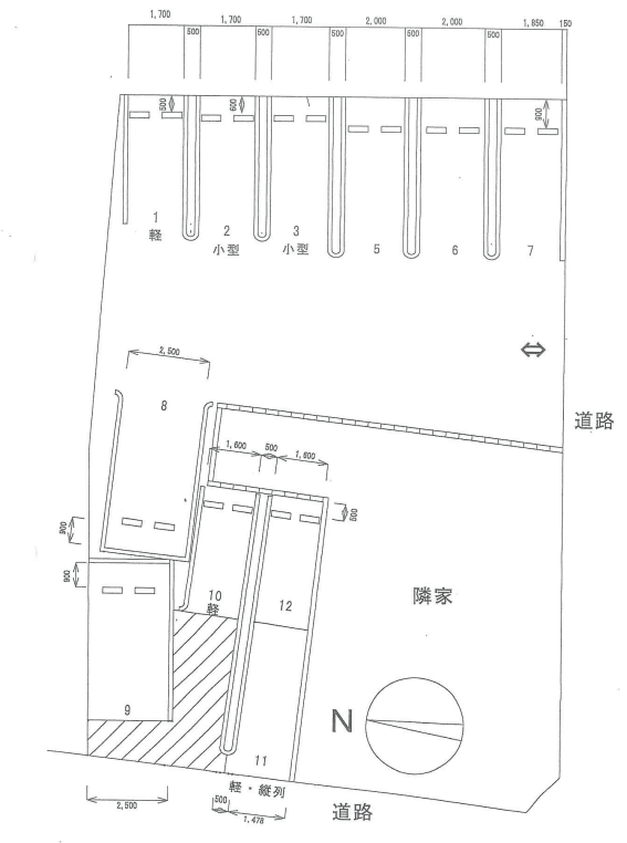 月極S.W.パーキングの駐車配置図