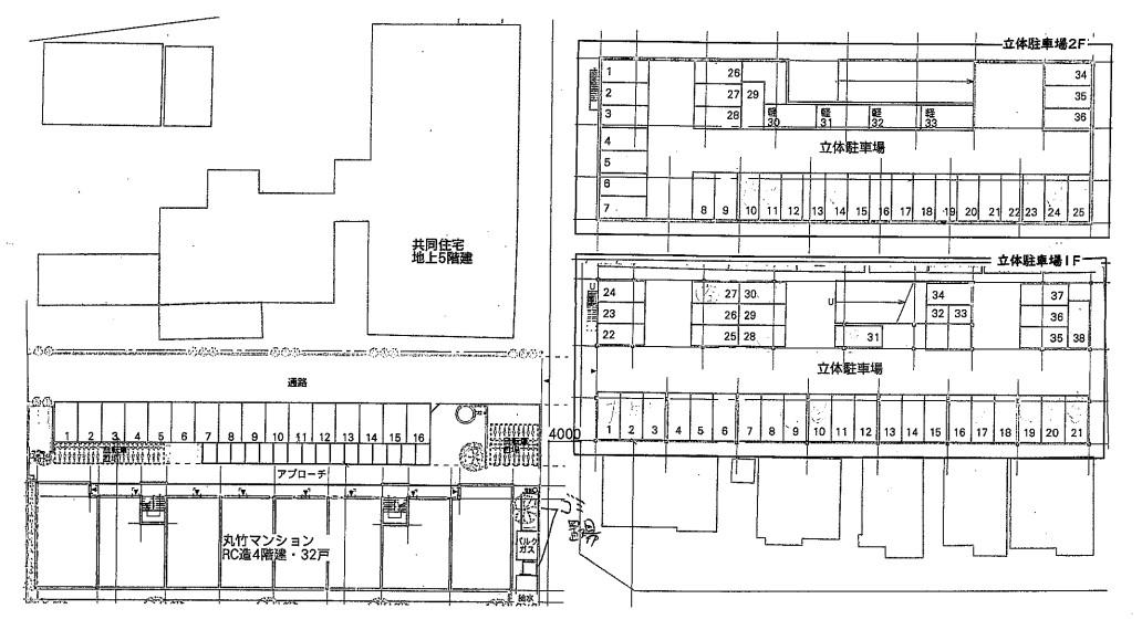 丸竹マンション立体駐車場(1F)の駐車配置図