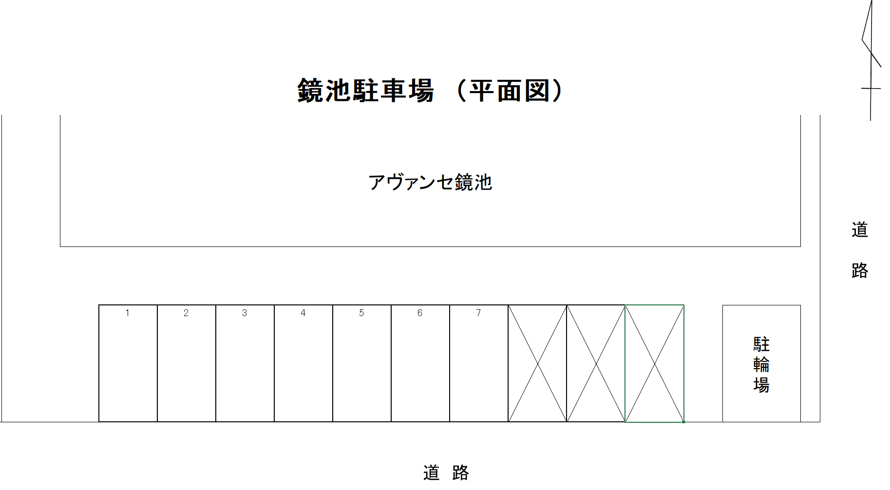 鏡池駐車場の駐車配置図