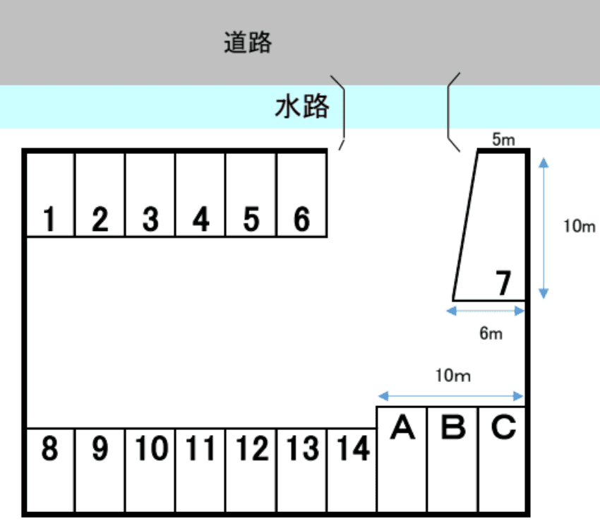 藤原駐車場の駐車配置図