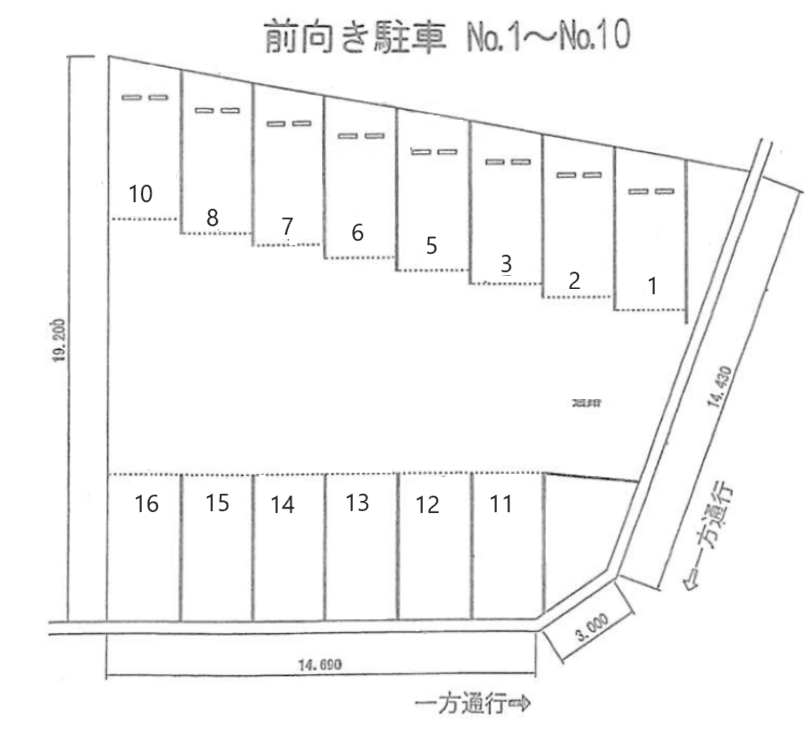 昭和町1丁目月極駐車場の駐車配置図