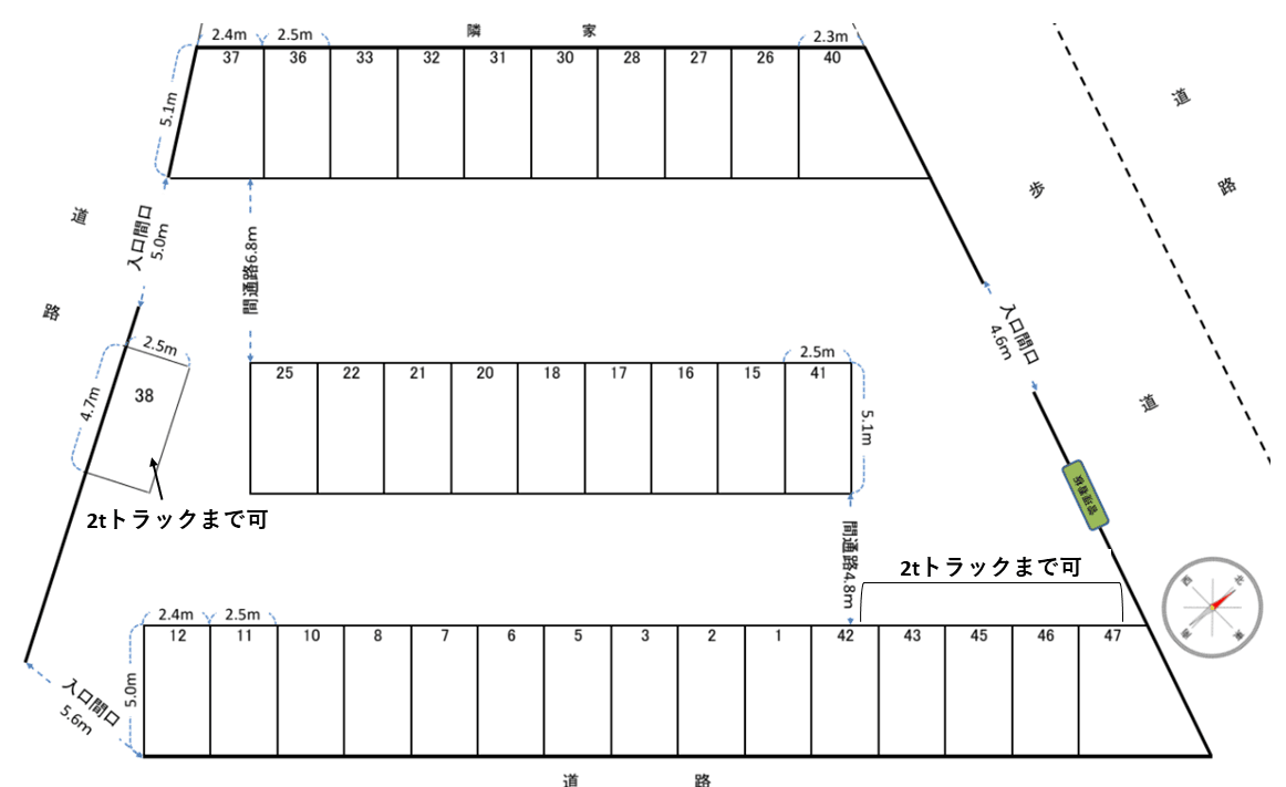 豊泉駐車場の駐車配置図