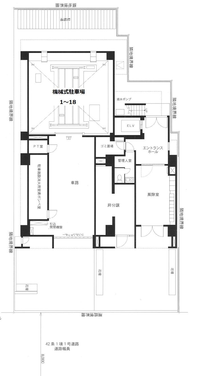 グリフィン横浜・山下公園駐車場の駐車配置図