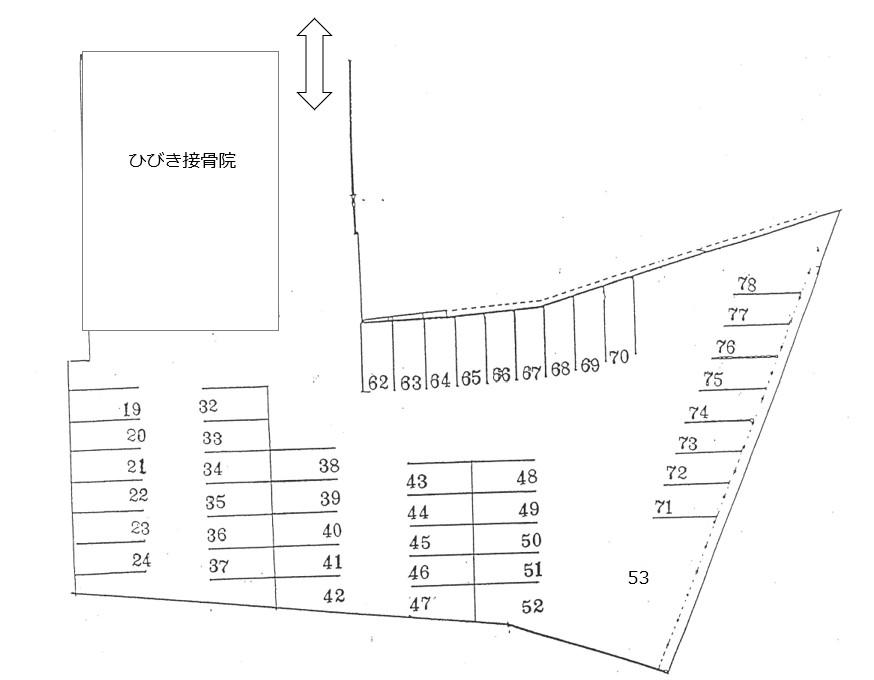 ひびきガレージの駐車配置図