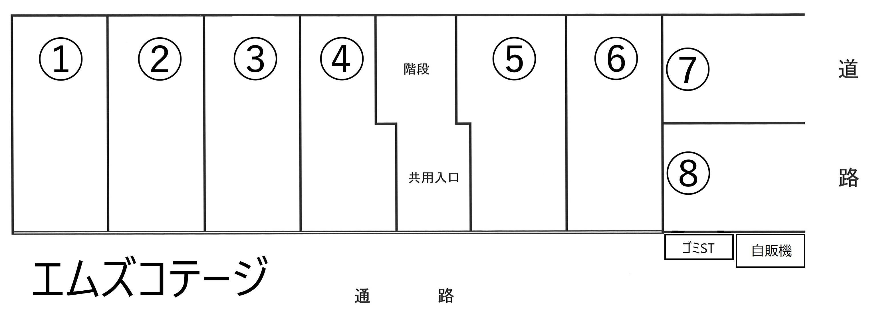 エムズコテージの駐車配置図