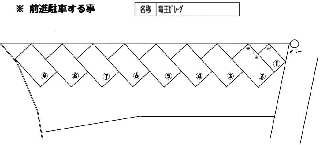 竜王ガレージの駐車配置図