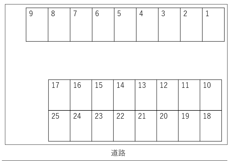 筑縄町月極駐車場の駐車配置図