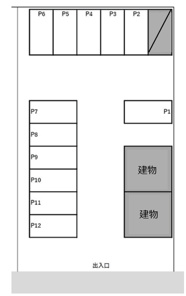 町上津役西1丁目駐車場の駐車配置図
