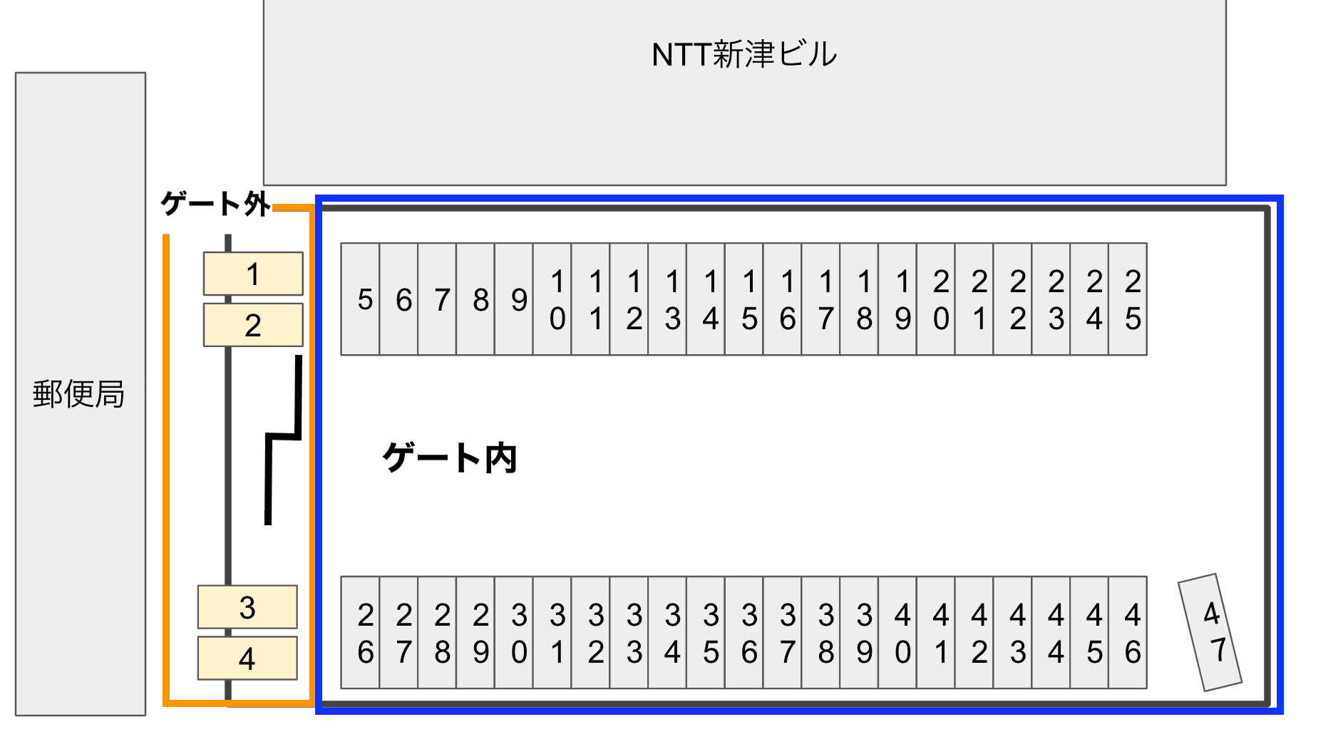 新潟新津第1駐車場の駐車配置図