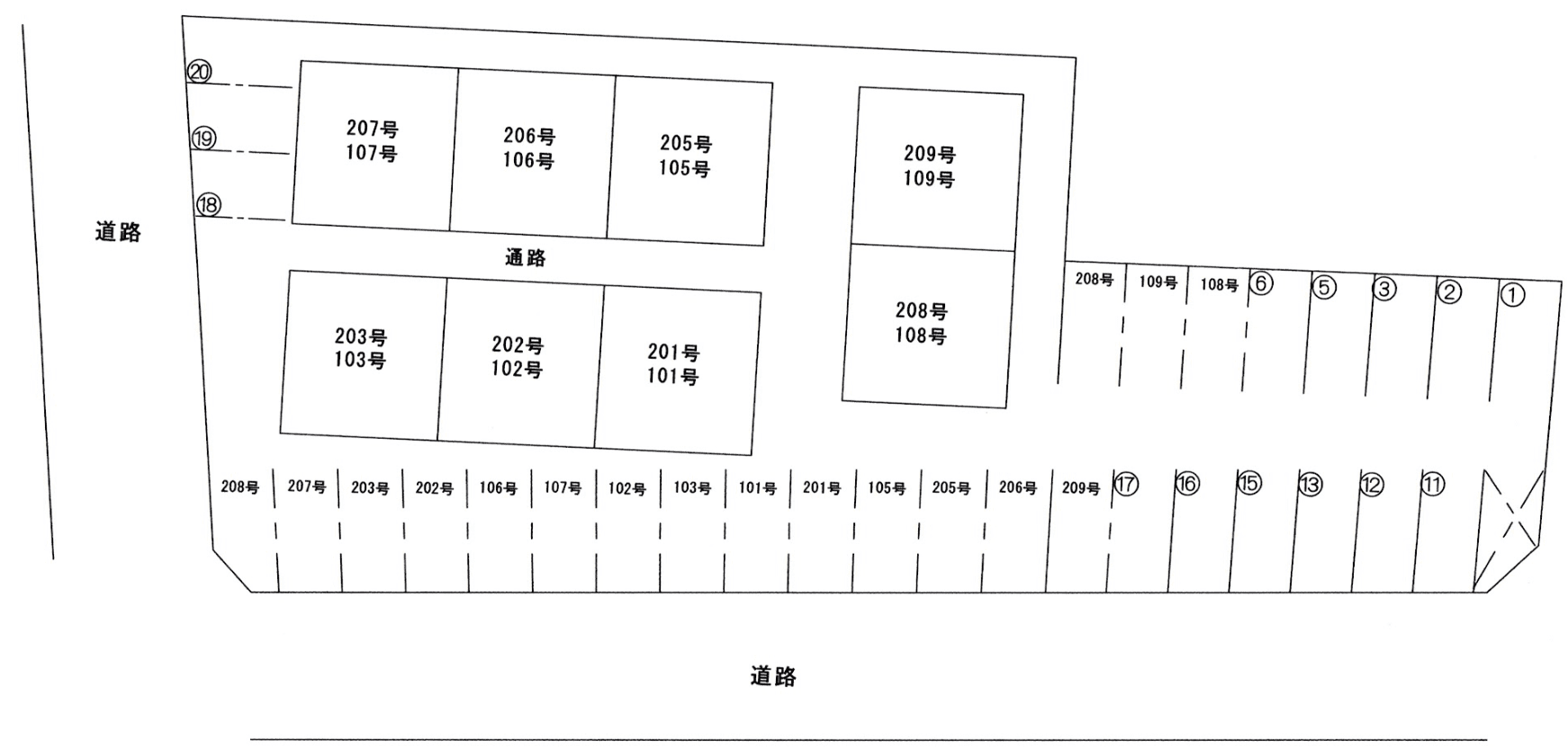 コーポ宮島の駐車配置図