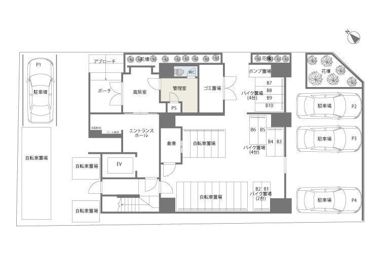 サニークレスト山王公園の駐車配置図